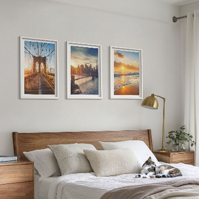 Cadre photo mural Ponts couchers de soleil ville