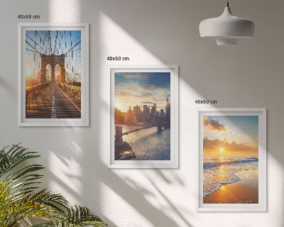 Cadre photo mural Ponts couchers de soleil ville