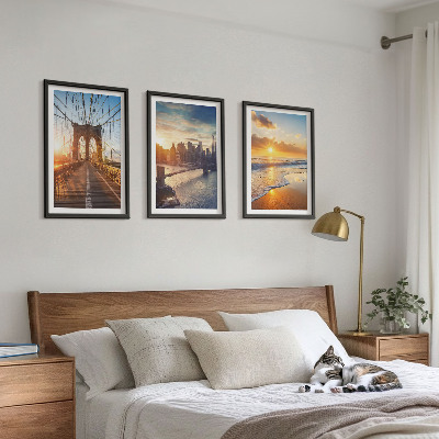 Cadre photo mural Ponts couchers de soleil ville