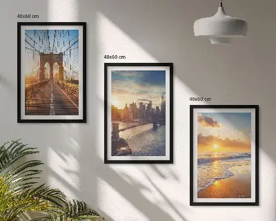 Cadre photo mural représentant des ponts au coucher du soleil dans une ville