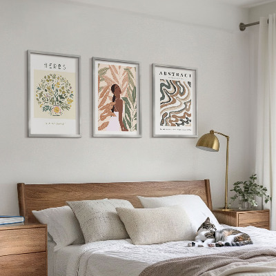 Lot de 3 tableaux pour salon Affiches minimalistes pastel bohèmes