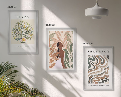 Lot de 3 tableaux pour salon Affiches minimalistes pastel bohèmes