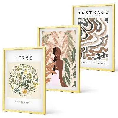 Lot de 3 tableaux pour salon affiches minimalistes au design bohème pastel