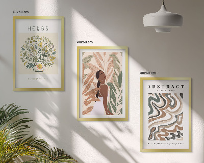 Lot de 3 tableaux pour salon Affiches minimalistes pastel bohèmes