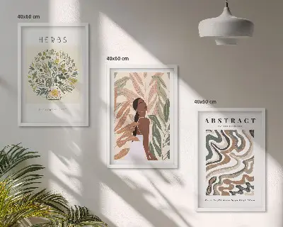 Lot de 3 tableaux pour salon affiches minimalistes au design bohème pastel