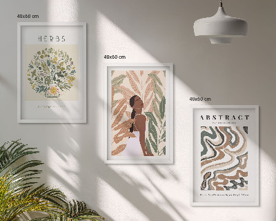 Lot de 3 tableaux pour salon Affiches minimalistes pastel bohèmes