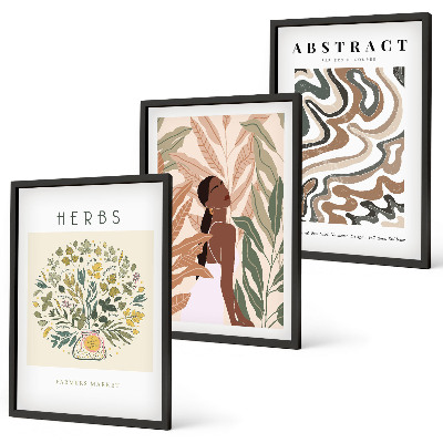 Lot de 3 tableaux pour salon Affiches minimalistes pastel bohèmes