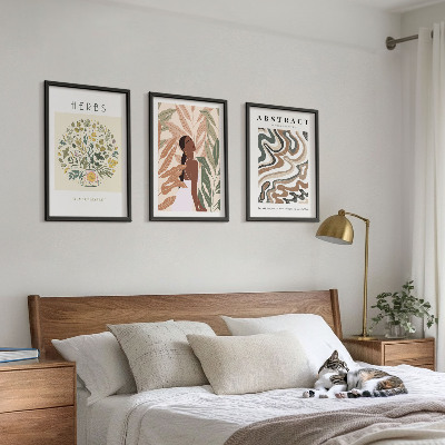 Lot de 3 tableaux pour salon Affiches minimalistes pastel bohèmes