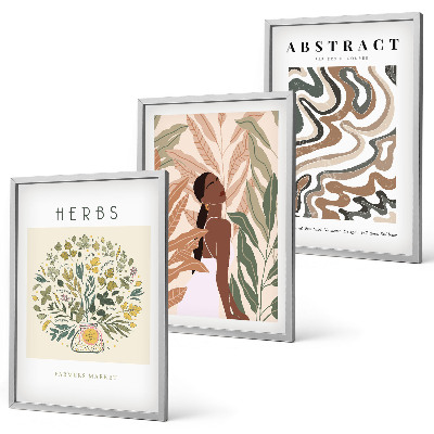 Lot de 3 tableaux pour salon Affiches minimalistes pastel bohèmes