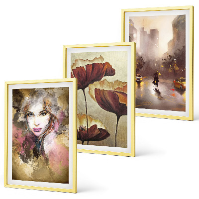Cadre photo mural Portrait abstrait d'une femme avec des fleurs et la pluie