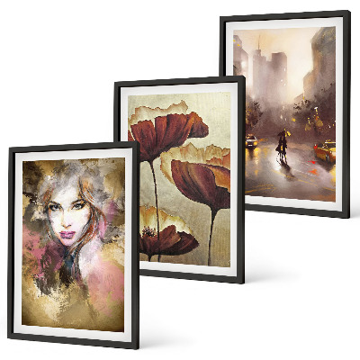 Cadre photo mural Portrait abstrait d'une femme avec des fleurs et la pluie