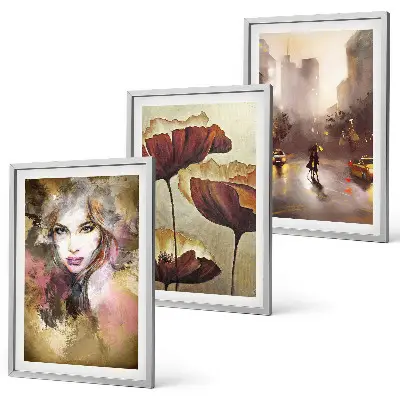 Cadre photo mural portrait abstrait d'une femme avec des fleurs et de la pluie