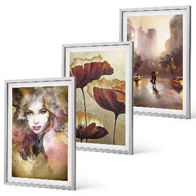 Cadre photo mural Portrait abstrait d'une femme avec des fleurs et la pluie