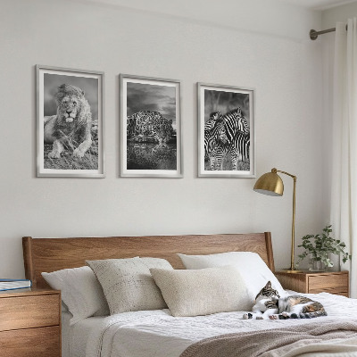 Lot de 3 tableaux pour salon Animaux sauvages de la savane