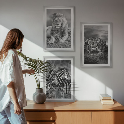 Lot de 3 tableaux pour salon Animaux sauvages de la savane