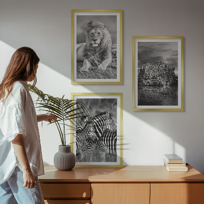 Lot de 3 tableaux pour salon Animaux sauvages de la savane
