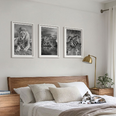 Lot de 3 tableaux pour salon Animaux sauvages de la savane