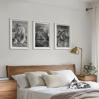 Lot de 3 tableaux Animaux sauvages de la savane décoration murale pour salon
