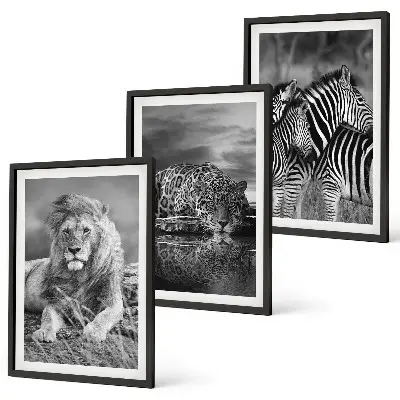 Lot de 3 tableaux Animaux sauvages de la savane décoration murale pour salon