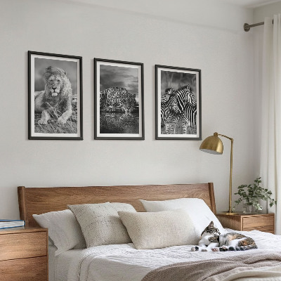 Lot de 3 tableaux pour salon Animaux sauvages de la savane
