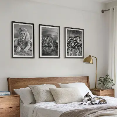 Lot de 3 tableaux Animaux sauvages de la savane décoration murale pour salon