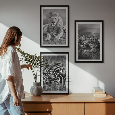 Lot de 3 tableaux pour salon Animaux sauvages de la savane