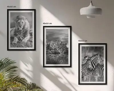Lot de 3 tableaux Animaux sauvages de la savane décoration murale pour salon