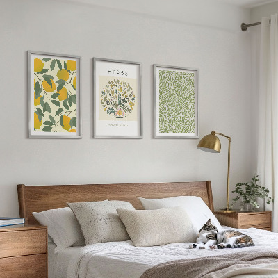 Cadre photo mural Citrons aux herbes et aux feuilles