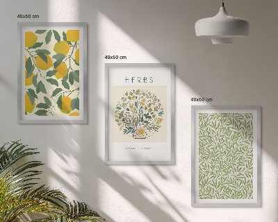 Cadre photo mural Citrons aux herbes et aux feuilles
