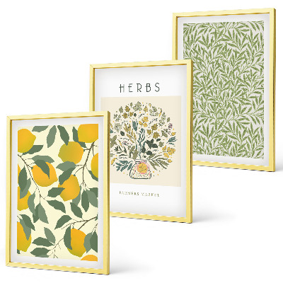 Cadre photo mural Citrons aux herbes et aux feuilles