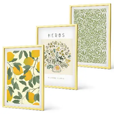 Cadre photo mural motif citrons aux herbes et feuilles