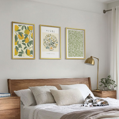 Cadre photo mural Citrons aux herbes et aux feuilles