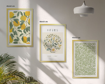 Cadre photo mural Citrons aux herbes et aux feuilles