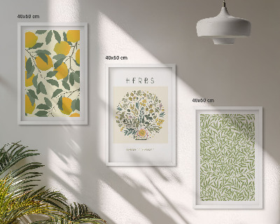 Cadre photo mural Citrons aux herbes et aux feuilles