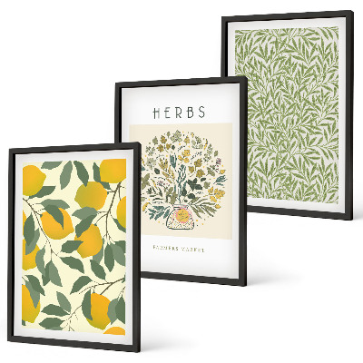 Cadre photo mural Citrons aux herbes et aux feuilles