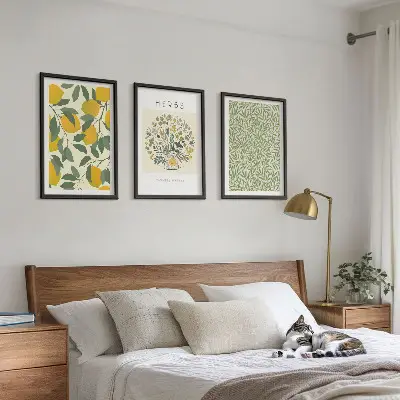 Cadre photo mural motif citrons aux herbes et feuilles