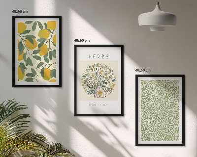 Cadre photo mural Citrons aux herbes et aux feuilles