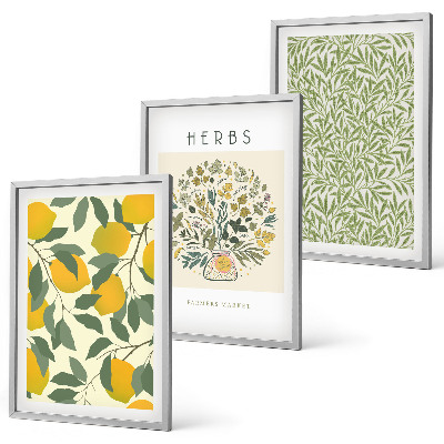 Cadre photo mural Citrons aux herbes et aux feuilles