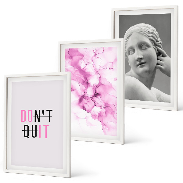 Lot de 3 tableaux pour salon Sculpture abstraite à l'aquarelle