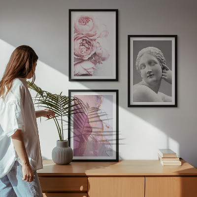 Cadre photo mural Sculpture abstraite de femme avec des pivoines