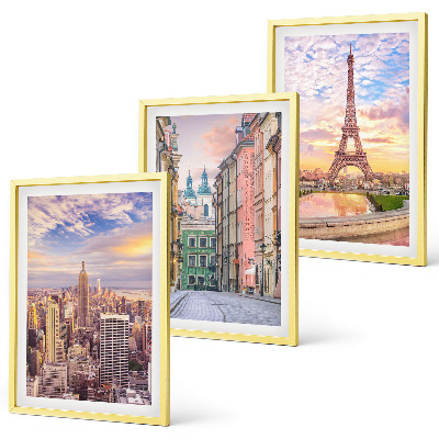 Lot de 3 tableaux pour salon Villes New York Paris crépuscule