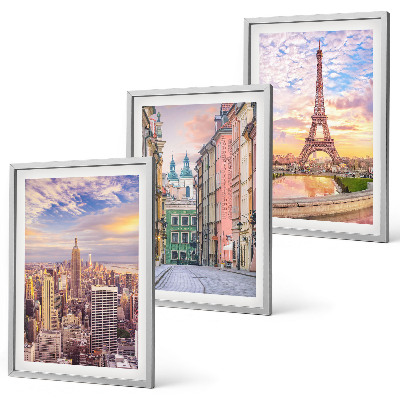 Lot de 3 tableaux pour salon Villes New York Paris crépuscule