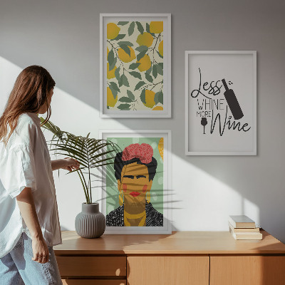 Cadre photo mural Portrait de Frida au vin et aux citrons