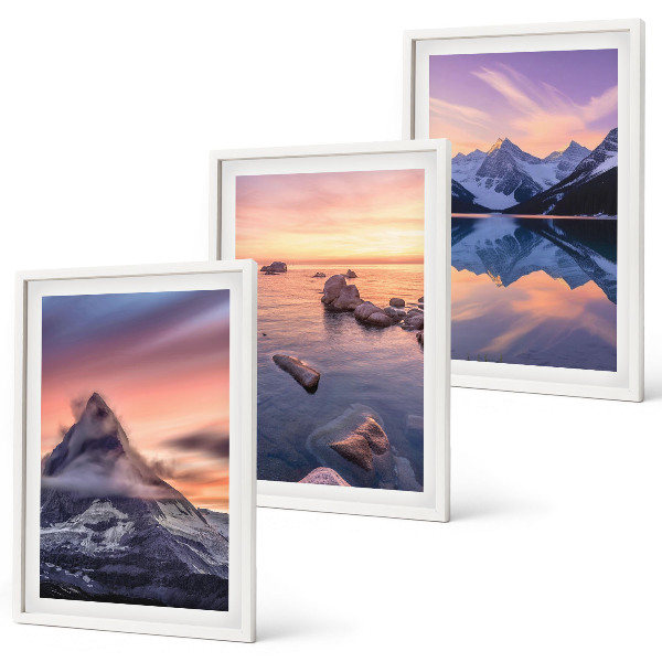 Lot de 3 tableaux pour salon Paysage de montagne, lac, ouest