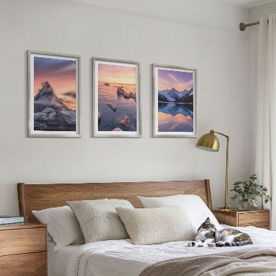 Lot de 3 tableaux pour salon Paysage de montagne, lac, ouest