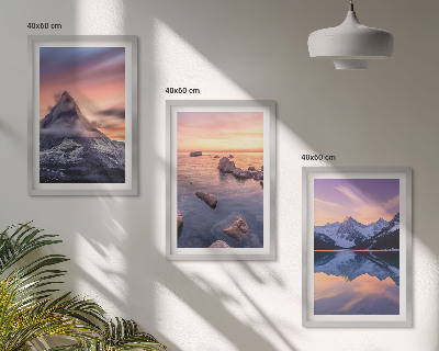 Lot de 3 tableaux pour salon Paysage de montagne, lac, ouest