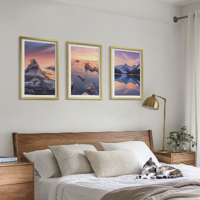 Lot de 3 tableaux pour salon Paysage de montagne, lac, ouest