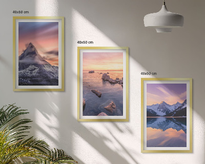 Lot de 3 tableaux pour salon Paysage de montagne, lac, ouest