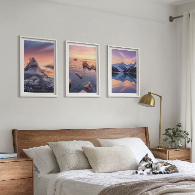 Lot de 3 tableaux pour salon Paysage de montagne, lac, ouest