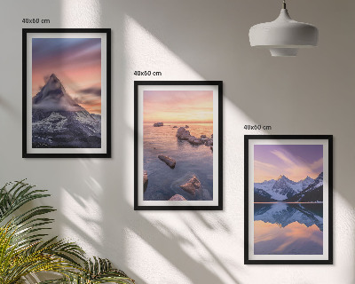 Lot de 3 tableaux pour salon Paysage de montagne, lac, ouest